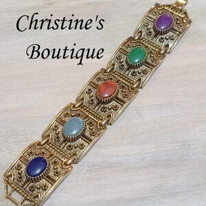 Vintage Sarah Coventry bracelet, with multi color cabachons, SOLD